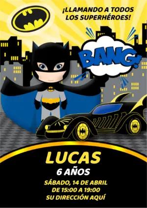 Invitación de Cumpleaños de Batman para Editar Online