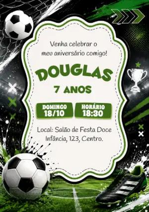 Convite Digital de Aniversário Futebol para Editar