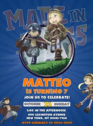 Editable Made in Abyss Birthday Invitation Template