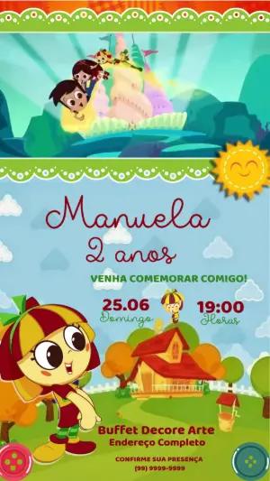 Convite Animado Emília: Vídeo de Aniversário para Editar