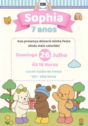 Convite de Aniversário Bobbie Goods Fofo para Editar Online