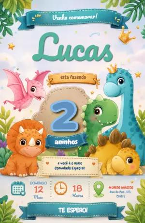 Convite Editável Aniversário Dinossauros Bebê Fofo