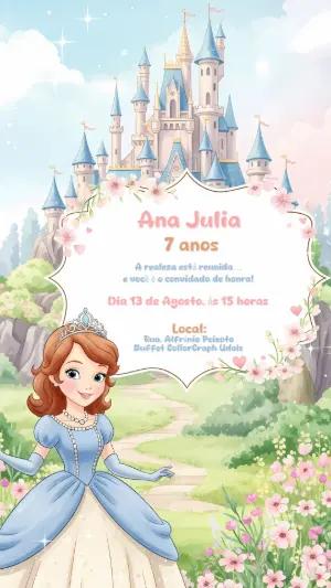 Convite de Aniversário Princesinha Sofia para Editar Online