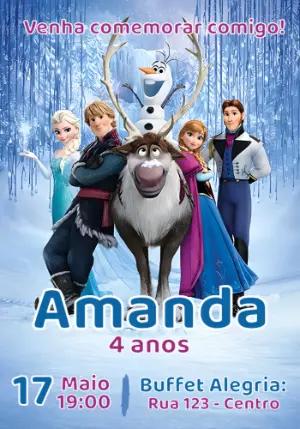 Convite Digital Tema Frozen: Modelo Editável para Aniversário