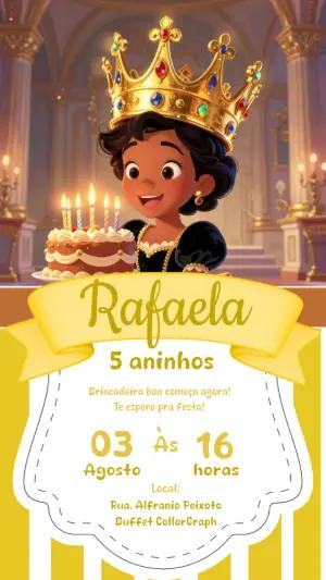 Convite de Aniversário Princesa Negra Editável