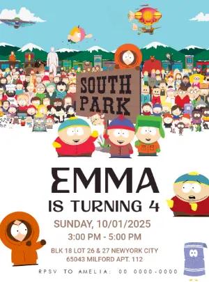Editable South Park Birthday Invitation to Customize