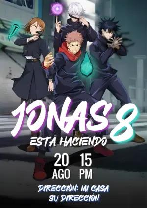 Invitación de Cumpleaños Jujutsu Kaisen para editar online