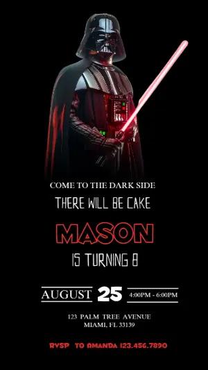 Editable Star Wars Birthday Invitation with Darth Vader Template