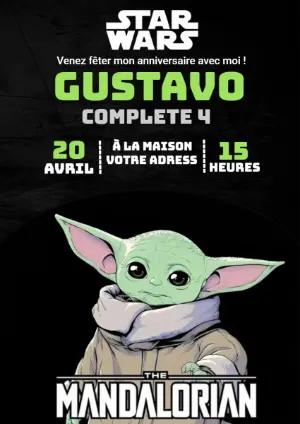 Invitation Anniversaire Star Wars Grogu (Baby Yoda) à modifier