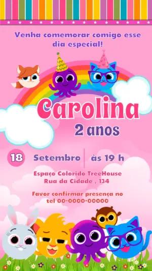 Convite de Aniversário Bolofofos para Editar Online