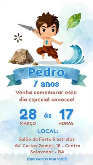 Convite Digital Aniversário Menino Aventureiro Modelo Editável