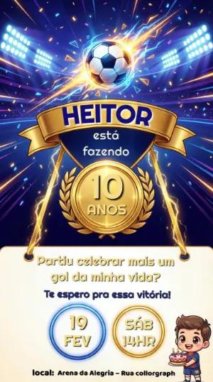 Convite de Aniversário Futebol Arena de Luzes Modelo Editável