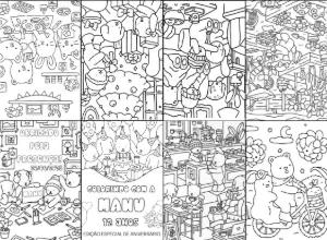 Mini Livro de Colorir Aniversário com Personagens para Editar
