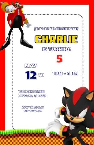 Editable Shadow & Eggman Birthday Invitation Template
