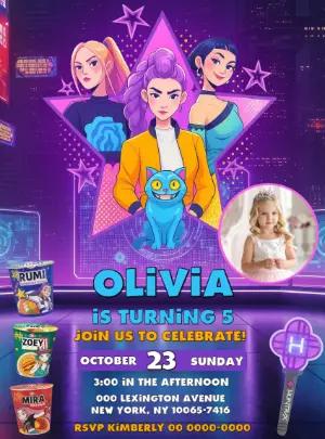 Demon Hunters Birthday Invitation Editable Template