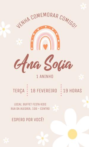 Convite de Aniversário Arco-Íris Boho Editável