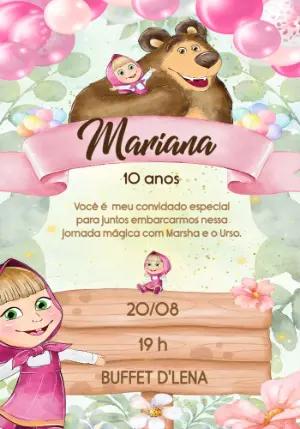 Convite Aniversário Masha e o Urso para Editar Online