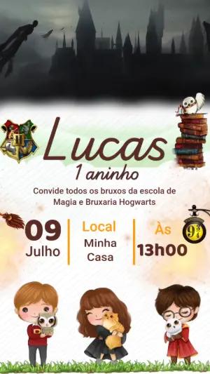 Convite Animado Aniversário Harry Potter para Editar Online
