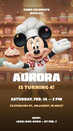 Minnie Mouse Baker Birthday Invitation | Editable Template