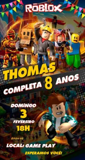 Convite de Aniversário Roblox Infantil: Modelo Digital Editável