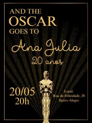 Convite de Aniversário Oscar para Editar Online e Imprimir