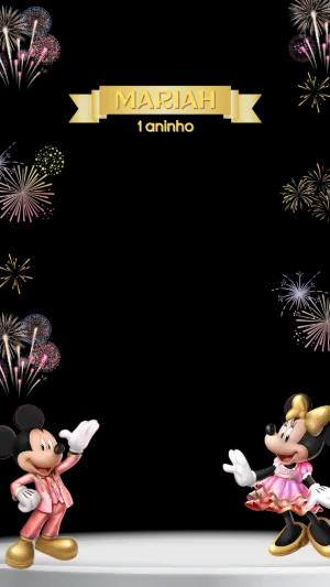 Moldura Story Aniversário Infantil Mickey e Minnie para Editar