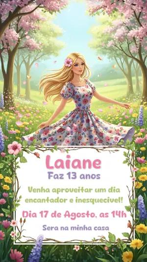 Convite Aniversário Princesa Jardim Encantado para Editar Online