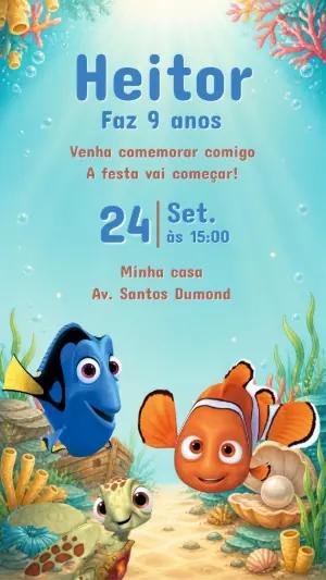 Convite de Aniversário Procurando Nemo Editável
