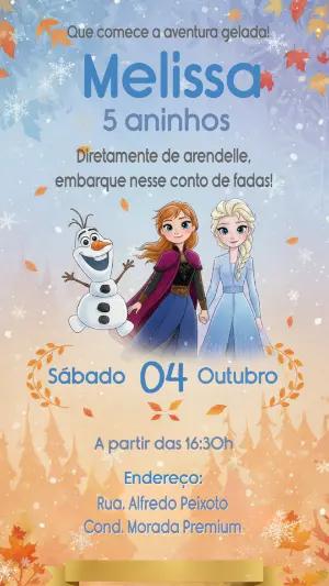 Convite de Aniversário Frozen Aventura Gelada Editável