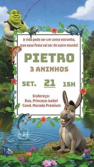 Convite de Aniversário Shrek Pescador para Editar Online