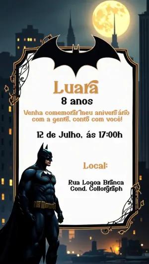 Convite de Aniversário Batman para Editar Online e Imprimir