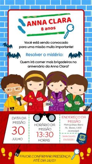 Convite de Aniversário DPA Detetives para Editar Online