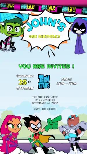 Teen Titans Go! Superhero Birthday Party Editable Template