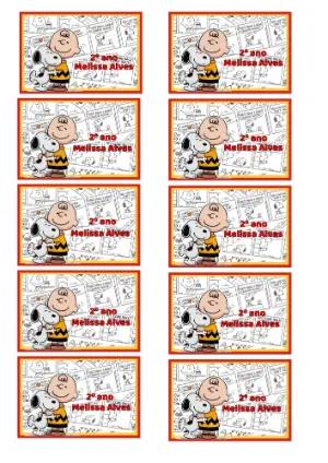 Etiqueta Escolar Snoopy e Charlie Brown para Editar