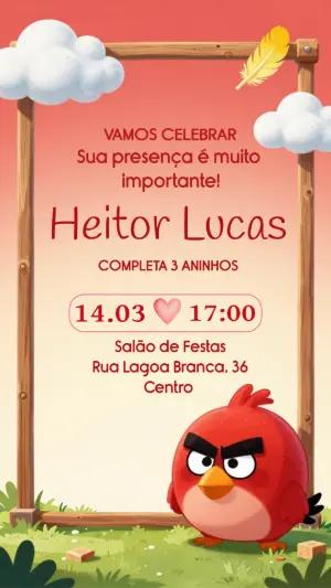Convite de Aniversário Angry Birds Divertido para Editar