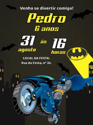 Convite de Aniversário Batman para Editar Online