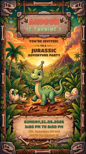 Jurassic Adventure Birthday Invitation - Editable Template