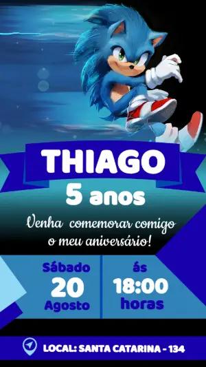 Convite Digital de Aniversário do Sonic para Editar Online
