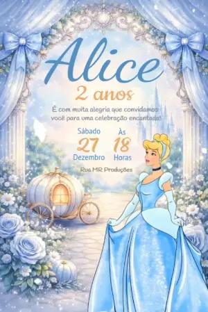 Convite Animado Cinderela: Vídeo de Aniversário para Editar