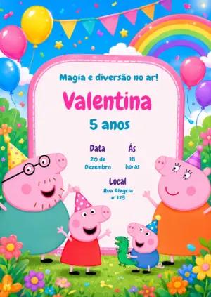 Convite de Aniversário Peppa Pig: Modelo Digital Editável