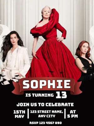 Chic Devil Wears Prada Birthday Invitation Editable Template
