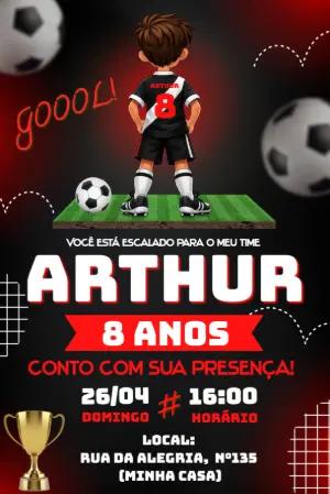 Convite de Aniversário Futebol Vasco Jogador Editável