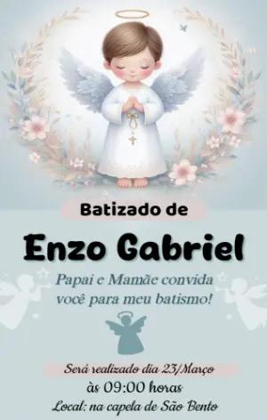 Convite de Batizado Anjinho Menino para Editar Online