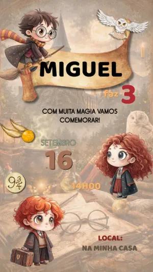 Convite de Aniversário Harry Potter para Editar