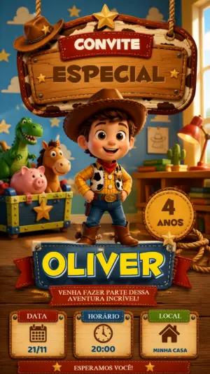 Convite de Aniversário Toy Story para Editar Online