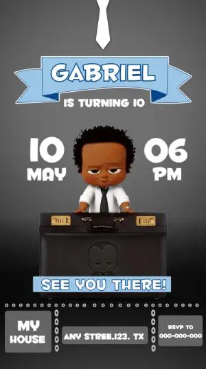 Editable Little Boss Birthday Invitation Template