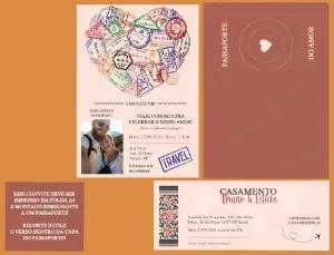 Convite de Casamento Editável Tema Viagem Estilo Passaporte
