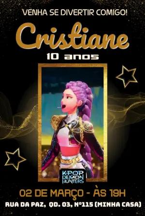 Vídeo Convite de Aniversário Guerreiras do K-pop Dourado para Editar