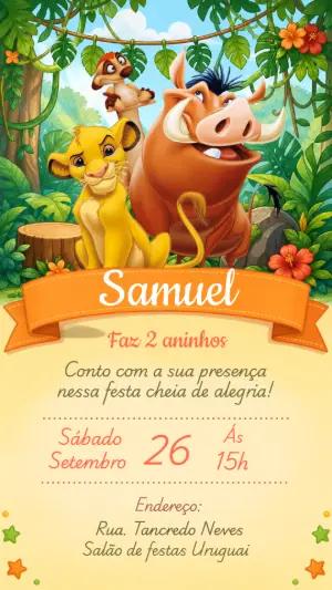 Convite Digital Aniversário O Rei Leão para Editar