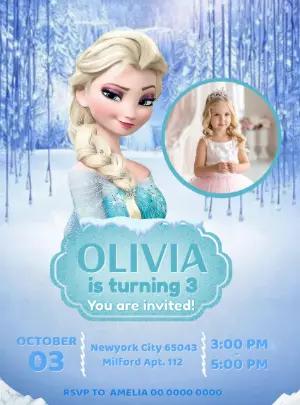 Editable Frozen Birthday Invitation with Winter Theme with photo